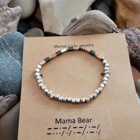 Mama Bear Morse Code Bracelet - Picture 1 of 3